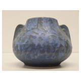 Antique Mottled Blue on Black Art Pottery Vase