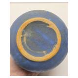 Antique Mottled Blue on Black Art Pottery Vase