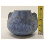 Antique Mottled Blue on Black Art Pottery Vase