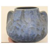 Antique Mottled Blue on Black Art Pottery Vase