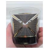Great Looking Mid Century Barware Set of 4 Rocks Glass - Black & Gold X Design