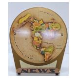 Very Cool Original 1953 Replogle "Flat" Earth Air Age Map Store Display Sign