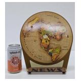 Very Cool Original 1953 Replogle "Flat" Earth Air Age Map Store Display Sign