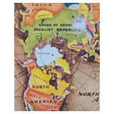 Very Cool Original 1953 Replogle "Flat" Earth Air Age Map Store Display Sign