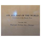 Very Cool Original 1953 Replogle "Flat" Earth Air Age Map Store Display Sign