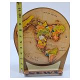 Very Cool Original 1953 Replogle "Flat" Earth Air Age Map Store Display Sign