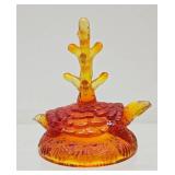 Mid Century Amberina Glass Turtle Ring Holder