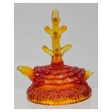 Mid Century Amberina Glass Turtle Ring Holder