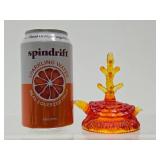 Mid Century Amberina Glass Turtle Ring Holder