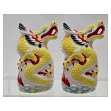 Signed Vintage Dragon Planters by R. Fujiwara - Hilton Hawaiian Village 1978