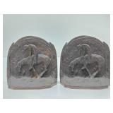 Antique Western Bookend Set - "The End of the Trail"