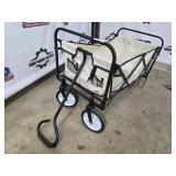 Foldable Utility Wagon with Canvas Bag - Black Frame, Large Wheels