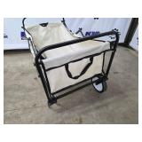 Foldable Utility Wagon with Canvas Bag - Black Frame, Large Wheels