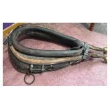 Vintage Leather Horse Harness with Brass Fittings and Padded Neck Collar