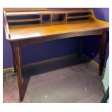 Desk - Vintage Wood Desk with Built-in Hutch & Cubby Storage