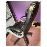 Black Leather-style Executive Office Chair and floor mat - High Back, Padded Armrests, 5-Star Base