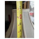 Crystal Glass Table Lamp with Beige Fabric Shade, Faceted Body, Gold Base