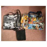 Assorted Handbags - Collage Vinyl Tote, Photo Print Tote, Crochet Crossbody (Lot of 3)