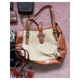 Nine West Tote Bag - Black Snake-Print, Tan Ostrich, Burgundy Leather