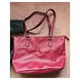 Leather Tote Bags - Black & Pink (Lot of 3)