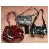 Crocodile-Pattern Leather Handbags Set of 4 - Croc-Embossed Purses