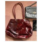 Crocodile-Pattern Leather Handbags Set of 4 - Croc-Embossed Purses
