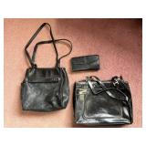 Black Leather Bag Set - 3-Piece: Backpack, Tote & Wallet