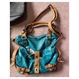 Leather Handbags Bundle - Teal, Green & Black Purses & Wallet