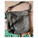 Leather Handbags Bundle - Teal, Green & Black Purses & Wallet