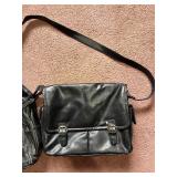 Black Leather Backpack & Messenger Bag Set