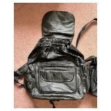 Black Leather Backpack & Messenger Bag Set