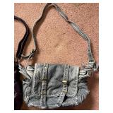 Angel Kiss Purple Leather Handbag & Gray Textured Satchel