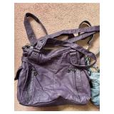 Angel Kiss Purple Leather Handbag & Gray Textured Satchel