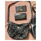 Nine West Fringe Leather Hobo Bag - Black Tote with Wallets & Harley-Davidson Card Holder