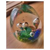 Murano Glass Egg Paperweight with Colorful Interior (Lot of 3 Seashells)