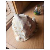 Murano Glass Egg Paperweight with Colorful Interior (Lot of 3 Seashells)