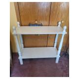 Two-Tier White Painted Wood Shelf with Turned Legs