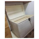 White Wicker Storage Chest with Locking Front Latch