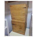 Two Vintage Wooden Storage Crates - Rustic Pine Stackable Distressed Finish