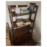 Wooden Bookcase - Tall 4-Shelf Storage Unit, Dark Walnut Finish