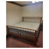 Bed Frame Oak Wood with Headboard & Footboard - Slat Design