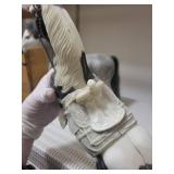 Pair of Saddled Horse Figurines - Grey and Black/White Pinto with Ornate Saddles