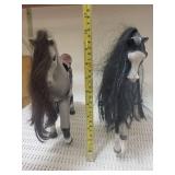 Toy Horses (Lot of 2) - vintage Plastic Horse Figures with Long Manes.