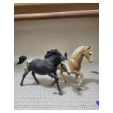Plastic Horse Figurines - Black & Tan (Lot of 2)