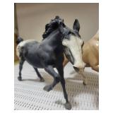 Plastic Horse Figurines - Black & Tan (Lot of 2)