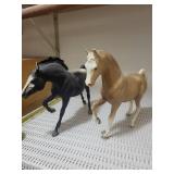 Plastic Horse Figurines - Black & Tan (Lot of 2)
