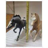 Plastic Horse Figurines - Black & Tan (Lot of 2)
