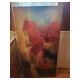Abstract Painting on Canvas - Multicolor Block Composition with Reds & Blues