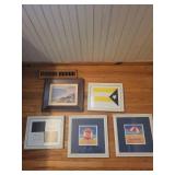 Nautical Framed Prints (Lot of 5) - Beach & Seaside Wall Art Set