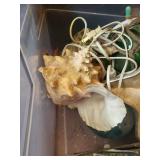 Nautical Decor Bundle: Wooden Anchor, Dark Anchor, Glass Sea Turtle, Green Sea Buoy & Seashells